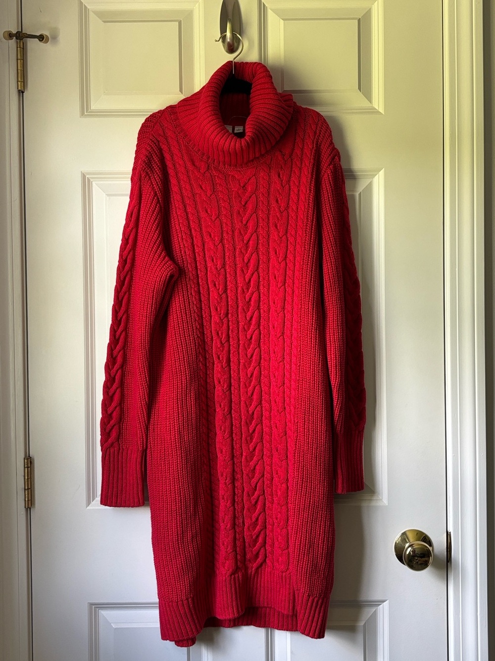 GAP Red Cable-Knit Turtleneck Sweater Dress